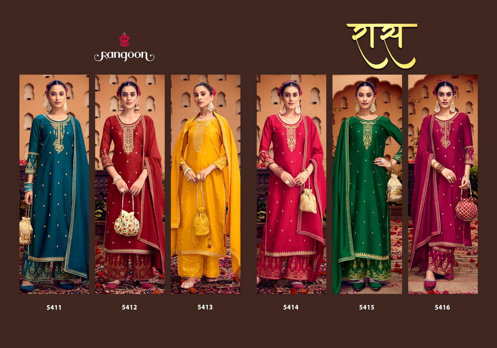 Ras By Rangoon Heavy Work Silk Designer Readymade Suits Suppliers In India